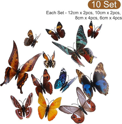 uxcell 120Pcs 3D Beautiful Butterfly Removable DIY Wall Stickers for Bedroom TV Background Decorations, Brown