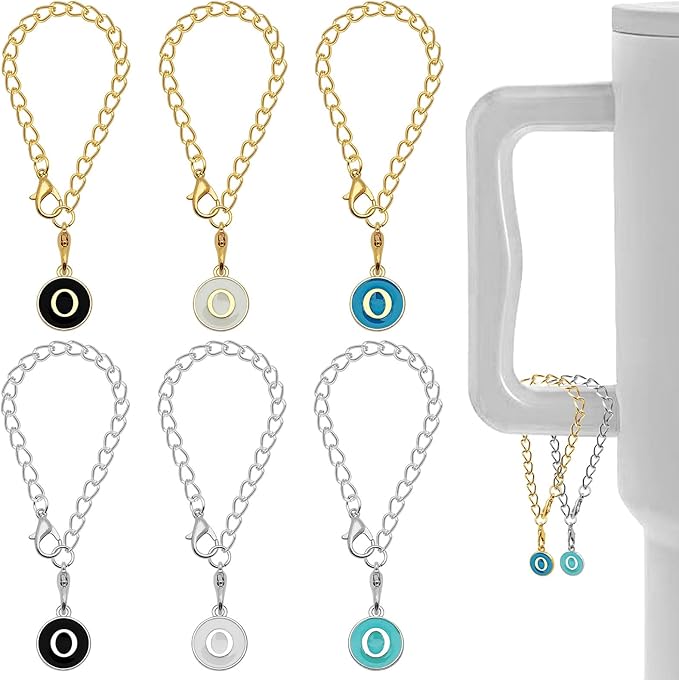 6PCS Letter Charm Accessories for Stanley Cup, Name ID Letter Handle Charm for Stanley Handle Identification Letter Pendant Handle Decoration for Stanley Tumbler Charms (Letter O)