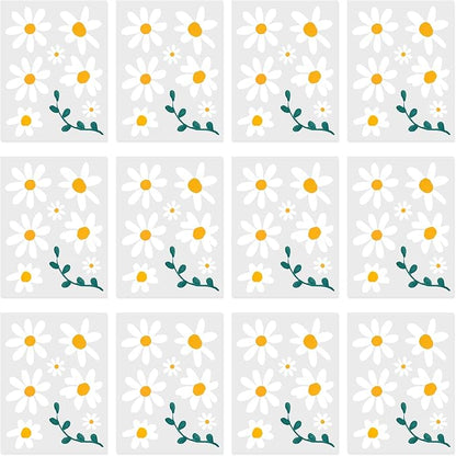 96pcs Cute Daisy Flowers Wall Sticker PVC Colorful Y2k Floral Wall Decor Vinyl Peel and Stick Flowers Stickers for Teen Girls Boy Kids Nursery Bedroom Kindergarten(12 Sheets)