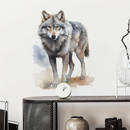 Waterproof Removable Vinyl PVC Wolf Safari Animal Wall Decal Wall Sticker for Nursery School Classroom Livingroom Bedroom Bathroom Decor Peel Stick Art Wallpaper Stickers,Room Decals