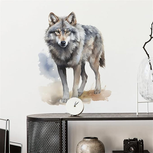 Waterproof Removable Vinyl PVC Wolf Safari Animal Wall Decal Wall Sticker for Nursery School Classroom Livingroom Bedroom Bathroom Decor Peel Stick Art Wallpaper Stickers,Room Decals