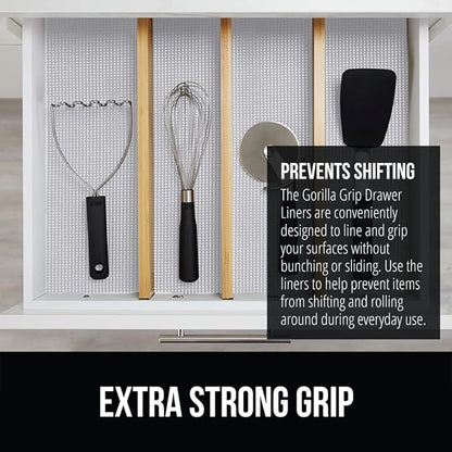 Gorilla Grip powerGRIP Drawer Shelf and Cabinet Liner, Thick Strong Hold, Non-Adhesive Liners Protect Kitchen Cabinets and Cupboard, Bathroom Drawers, Easy Install, Breathable Mat, 20" x20' Light Gray