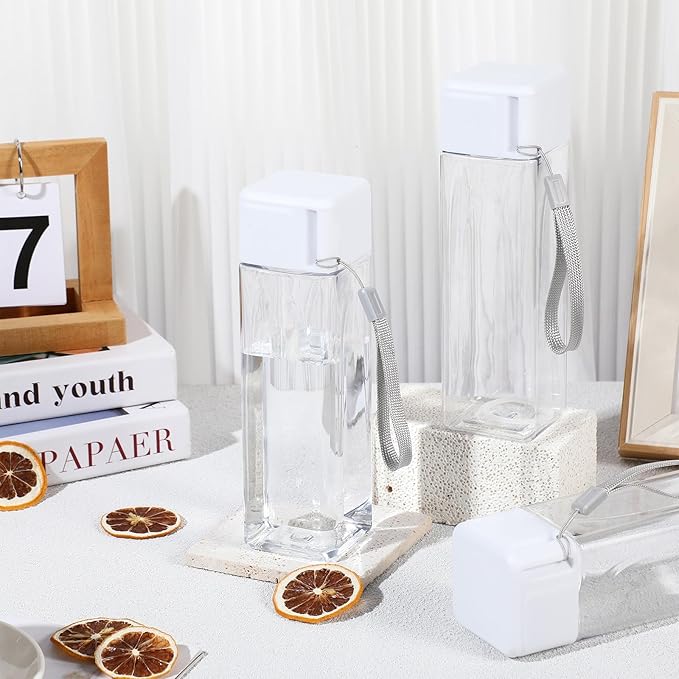 20 Pieces Water Bottle Bulk 17 oz Plastic Sports Water Bottles Reusable Leak Proof Portable Drink Bottles Large with Lid for Outdoor Fitness(White)