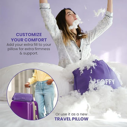 Adjustable Soft Bed Pillow for Back, Stomach, and Side Sleepers, Supportive, Cotton, Viscose, Breathable and Oeko-Tex Certified (King)