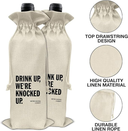Funny Pregnancy Announcement Wine Bag, Baby Announcements Gifts for New Grandparents Aunt Uncle Friends, Pregnant Reveal Wine Gift Bag