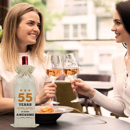 55th Birthday Gifts for Women Men Wine Bag 55 Year Old Birthday Gifts for Her Him 55 Year Work Anniversary Decorations Wine Bottle Decoration Bag Born in 1969 Wine Accessories Gifts for Wine Lovers