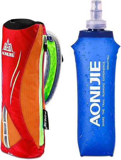 AONIJIE Lovtour Quick Shot Handheld Hydration Pack with 500ml BPA Free Collapsible TPU Water Soft Flask
