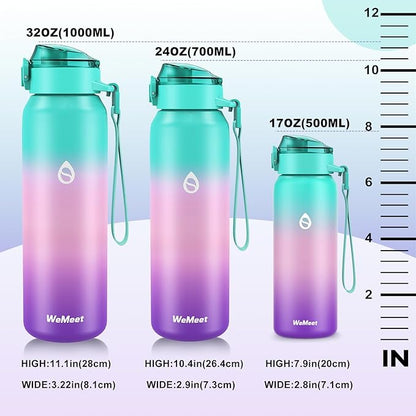 32oz Water Bottle with Removable Straw and Spout Lid Two Ways to Drink, 18/10 Stainless Steel Insulated Water Bottle, BPA-Free, Leak Proof, Double wall, for Sports, Gym