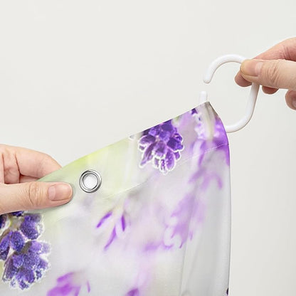 AILONEN Cartoon Frog Shower Curtain, Cute Green Frog Shower Curtain Set with Hooks for Kids Boys Girls,Purple Flowers Tropical Amphibian Waterproof Fabric Shower Curtain for Bathroom,72" W*72" H