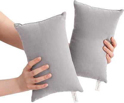 BEDSUM 2 Pack Tiny Pillows, 11"x7" Microfiber Mini Pillows for Travel, Pets, Soft and Machine Washable Small Pillows for Neck, Wrist, and Knee Comfort, Light Grey
