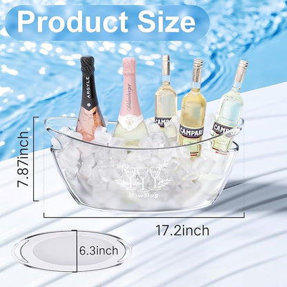 2Pcs 5.5L Ice Buckets for Parties, Acrylic Champagne Bucket, Ice Bucket with Scoop, Plastic Tub for Cocktail Bar, Clear Ice Bucket Beverage Tub for Champagne, Wine, Beer Bottles