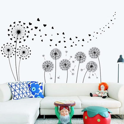 Cherry Blossom Tree Wall Decals, Butterfly Wall Stickers, Pink Flowers Wall Stickers, Removable Vinyl Wall Decor Mural Art for Baby Nursery Bedroom & Living Room Decoration (Zhai-Fly Dandelion 03)