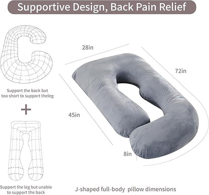 60 Inch Full Body Pregnancy Pillows for Sleeping Cooling Pregnancy Pillow,U Shaped Pregnancy Body Pillow,Maternity Pillows for Pregnant Women with Removable Washable Velvet Cover.(Grey)