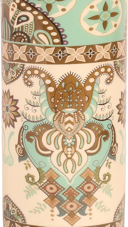 Pure Copper Water Bottle Handcrafted - Ayurveda health benefits - Large 35 oz - Leak proof, Easy to carry for Sports, Fitness, Yoga, School- Exemplary Royal Floral Patterns Sky Blue Enamel