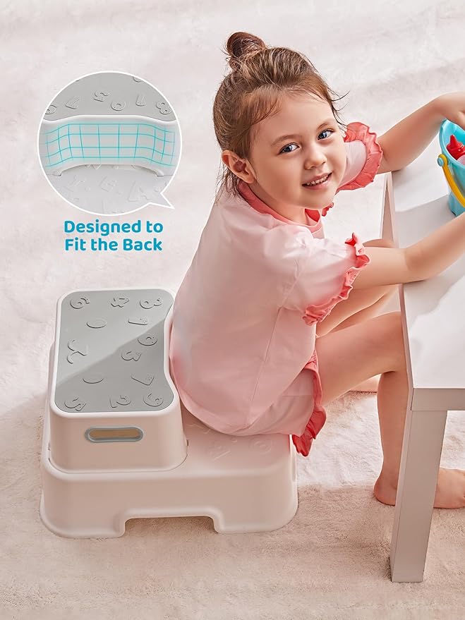 HEETA Step Stool for Kids and Toddler, Anti-Slip Sturdy Step Stool for Toilet Potty Training Stool, 2 in 1 Step Stool to Reach Kitchen Counter or Sink, with 2 Separate Small Stool