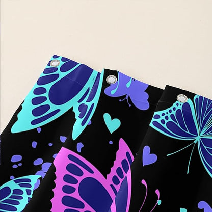 AILONEN Colorful Butterfly Shower Curtain, Butterfly Bath Curtain for Bathroom Decor,Polyester Waterproof with 12 Plastic Hooks 72" W*96" H