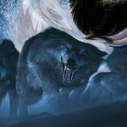 AILONEN Boys Wolf Shower Curtain for Bathroom Decor,3D Howling Wolf Ferocious Wolf Wildlife Decor Bath Curtain 72" W*78" H Polyester Fabric Waterproof Bathroom Curtain with 12 Hooks