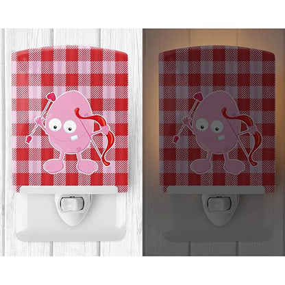 Caroline's Treasures BB9125CNL Cupid Monster Angel on Plaid #5 Ceramic Night Light Compact, UL-Certified, Ideal for Bedroom, Bathroom, Nursery, Hallway, Kitchen, 6x4x3, Multicolor