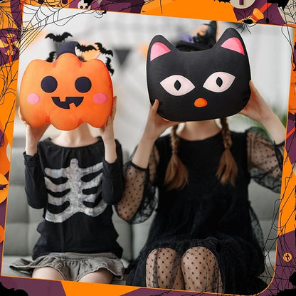 4 Pcs Halloween Plush Pillow Cat Pumpkin Bat Ghost Shaped Plush Pillow Halloween Cushion Creative Holiday Pillow Case Farmhouse Decor for Sofa Bed Couch Halloween Holiday Party Gift