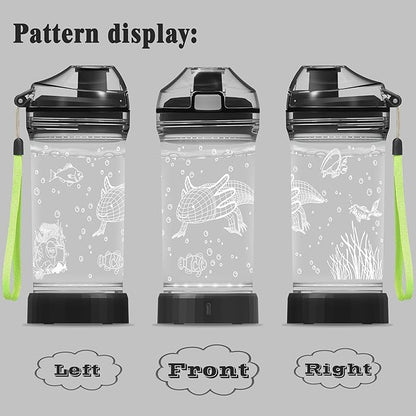 Axolotl Water Bottle with 3D Glowing LED Light - 14 OZ Tritan BPA Free - Creative Ideal Travel Cup Gift for School Kid Boy Child Gamer Holiday Camping Picnic