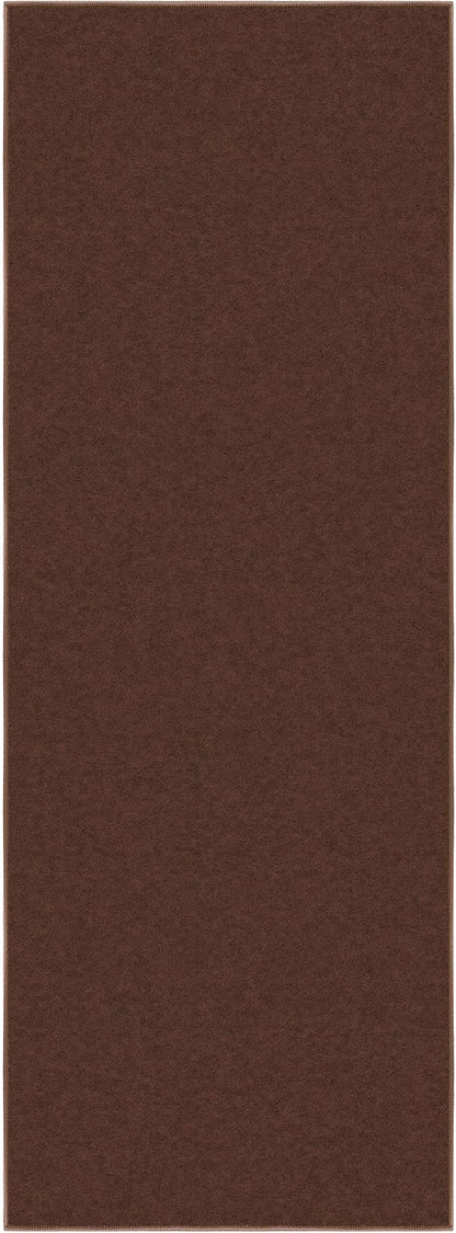 Machine Washable Modern Solid Design Non-Slip Rubberback 2x6 Traditional Runner Rug for Hallway, Kitchen, Bedroom, Living Room, 2'2" x 6', Brown