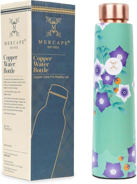 Pure Copper Water Bottle Experience the Benefits of MERCAPE® Pure Copper Water Bottle - Joint Less, Leak Proof (900ml) (Classic 2)