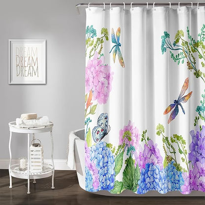 AILONEN Purple Blue Floral Shower Curtain,Watercolor Flower Leaves Wildflower Decorative Bath Curtain 72" W*72" H Polyester Fabric Waterproof Bathroom Curtain with 12 Plastic Hooks