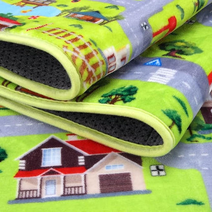 Kids Playmat Car Rug, City Life Fun Carpet Educational Car Rugs for Kids Play with Cars and Toys Road Traffic Play Mat for Bedroom Playroom Classroom Soft Large Area Rug, 8x10 ft, Grey Streets