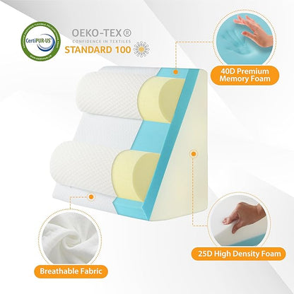 4PCS Orthopedic Bed Wedge Pillow Set for Sleeping, Wedge Pillow for Back Pain Relief, 10-in-1 Adjustable Bed Wedge Pillow Post Surgery, Triangle Pillow for Acid Reflux Snoring Gerd, White/Grey