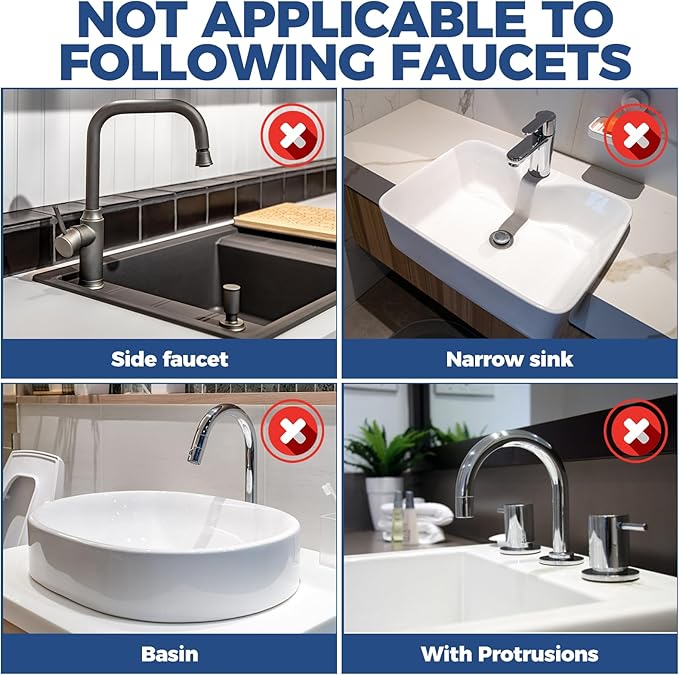 BFONS XL Silicone Faucet Handle Drip Catcher Tray, Gray, 18.1in x 5.7in x 0.79in