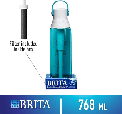 Brita Insulated Filtered Water Bottle with Straw, Reusable, BPA Free Plastic, Sea Glass, 26 Ounce