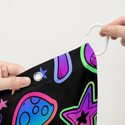 AILONEN Cute Mushroom Window Curtain for Kids,Star Purple Mushroom Curtain for Bathroom Decor,Gradient Mushroom Polyester Waterproof with 12 Plastic Hooks 36" W*72" H