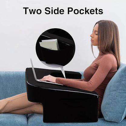A Nice Night Lap Desk Rest Pillow for Adult,TV Trays Bed Pillow, Memory Foam Rest Pillow for Reading, Working, Playing Switch or Sitting in Bed Sofa Floor,Black