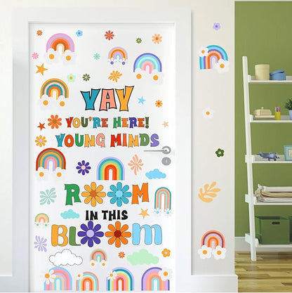 Inspirational Wall Decals Quote Motivational Phrase Wall Stickers Colorful Rianbow Flower Wall Stickers Lettering Positive Sayings Stickers for Kids Room Nursery Playroom School Classroom Decor