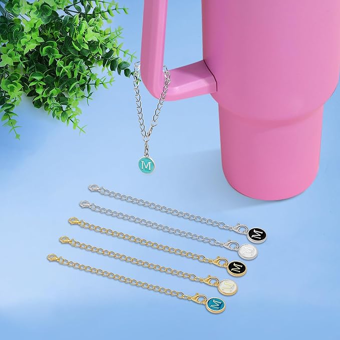 6PCS Letter Charm Accessories for Stanley Cup, Name ID Letter Handle Charm for Stanley Handle Identification Letter Pendant Handle Decoration for Stanley Tumbler Charms (Letter M)