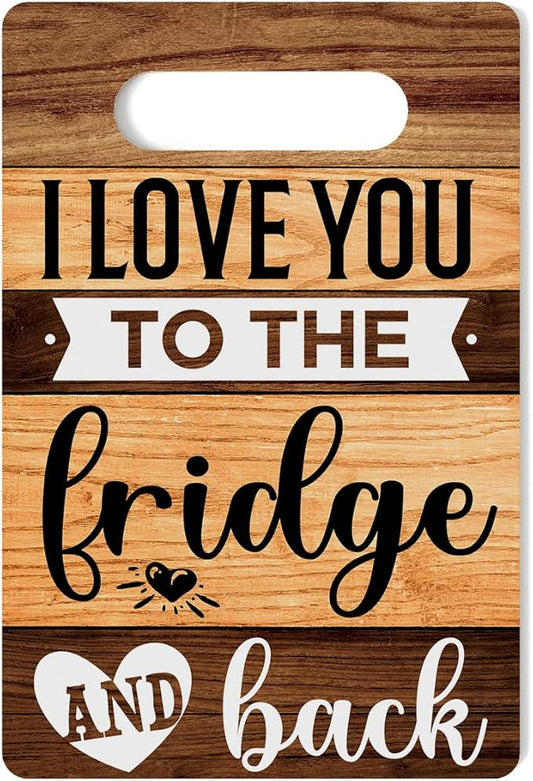 Farmhouse Kitchen Decor, Kitchen Signs Wall Decor, Kitchen Decorations, Kitchen Door Wall Hanging Decor, I Love You to The Fridge And Back Wood Sign 8 x 12 Inch