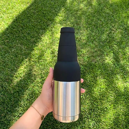 3 in 1 Beer Bottle and Can Cooler, Vacuum Insulated Double Walled Stainless Steel Cooler with Beer Opener, 12 oz Slim Can Insulator Holder (Rose red)