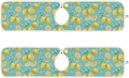 Lemon Turquoise Faucet Water Catcher Mat 2 Pack Flowers Leaves Summer Drying Mat Absorbent Bathroom Faucet Handle Drip Catcher Tray Bar RV Kitchen Sink Splash Guard 23x5 Inches