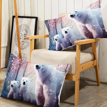 AILONEN Polar Bear Fitted Sheet Set Twin XL Size, Arctic Animals Bedding Winter Snow Bear Kawaii Kids Bed Sheet with 2 Pillowcases,3 Pieces TwinXL Fitted Sheet Set for Girls Boys