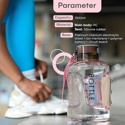 50oz | 1.5L Hydrogen Water Bottle Generator | Latest 2024 SPE PEM Technology | Leakproof | Sports Bottle Jug and Handle | Tritan BPA Free Plastic (Pink)