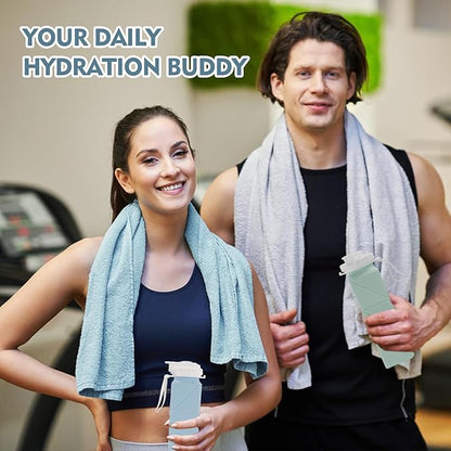 20 oz Water Bottles Collapsible (Set of 4) | BPA Free Leakproof Lightweight Foldable Silicon Water Bottles | Twistable Water Cup | for Travel Gym Hiking Camping Running Cycling Sports