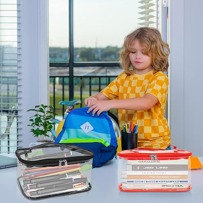 5 Packs Clear Toy Storage Bags, 9.4 x 6.5 x 5.5 Inch Clear PVC Toy Storage Bags with Zipper Reusable Waterproof Toy Storage Organizer Pouch for Board Games Building Blocks Toys and Books