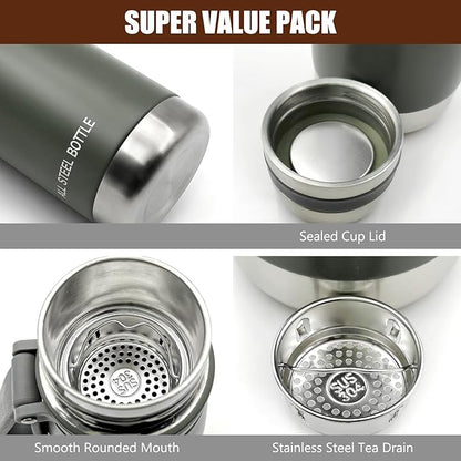 22oz Thermos for Hot and Cold Drinks, Coffee Thermos Water Bottle, Wide Mouth Thermal Cups- Leakproof Stainless Steel Insulated Thermos - Commute, Travel, and Picnic Friendly