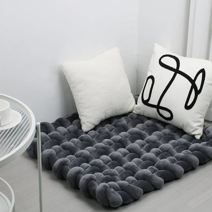 XHJRI Thickened Braided Knot Seat Mat, Knotted Floor Decorative Cushion, Handmade Baby Infant Playing Pad Nursery Rug (27.5 * 31.5 Inch,Dark Grey)