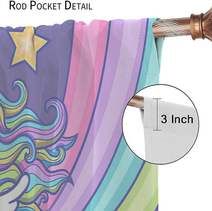 Kids Unicorn Curtains Purple Cartoon Rainbow Cartoon Room Blackout Curtains Boys Girls Baby Room Decor Curtains Living Room Decor 42x54 Inch 2 Panels