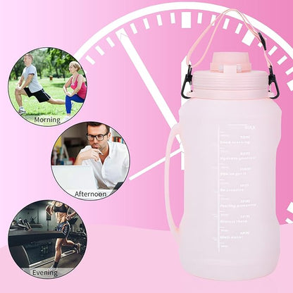 Collapsible 64oz Water Bottle with Handle & Straw - Spill-Proof Foldable Silicone Bottle for Men/Women (Pink, 2L)