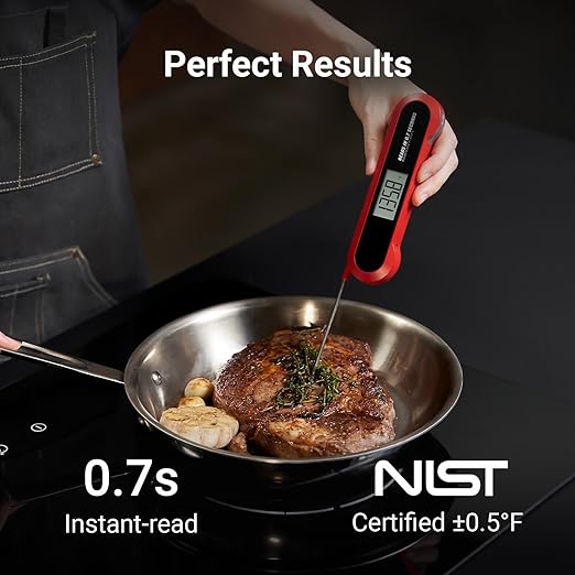 Professional Meat Thermometer Digital, 3X Faster (0.5sec) Instant Read with High Accuracy(±0.5°F), IP67 Waterproof & Backlit for Grill, BBQ, Oven, Smoker, Kitchen, Certified by NSF & NIST