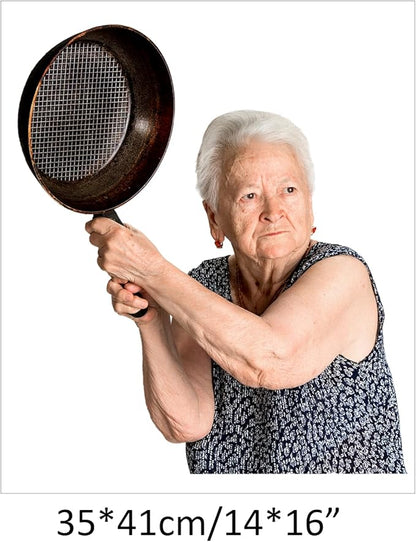 iinuu Senior Woman with Pan Wall Sticker, Old Lady Wall Decal