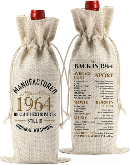 60th Birthday Gifts for Women Ideas Funny Wine Bag 60th Birthday Decorations Party Favors Happy Anniversary Retirement Gifts for 60 Year Old Woman Sister Mother Grandparents Wine Gift Bag