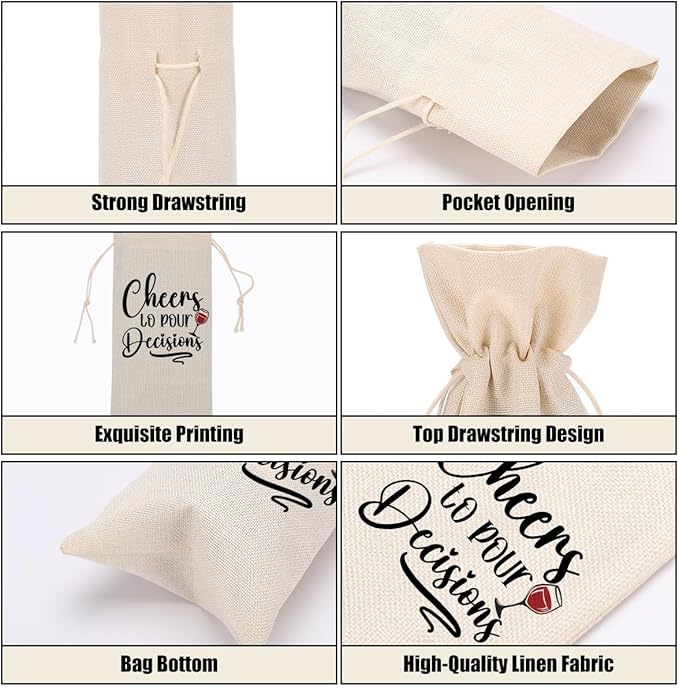 Funny Wine Quotes Wine Bag Wine Tasting Party Supplies for Wine Lovers Women Men Bride Groom Mommy Christmas Birthday Wedding Bachelorrette Party Wine Bags